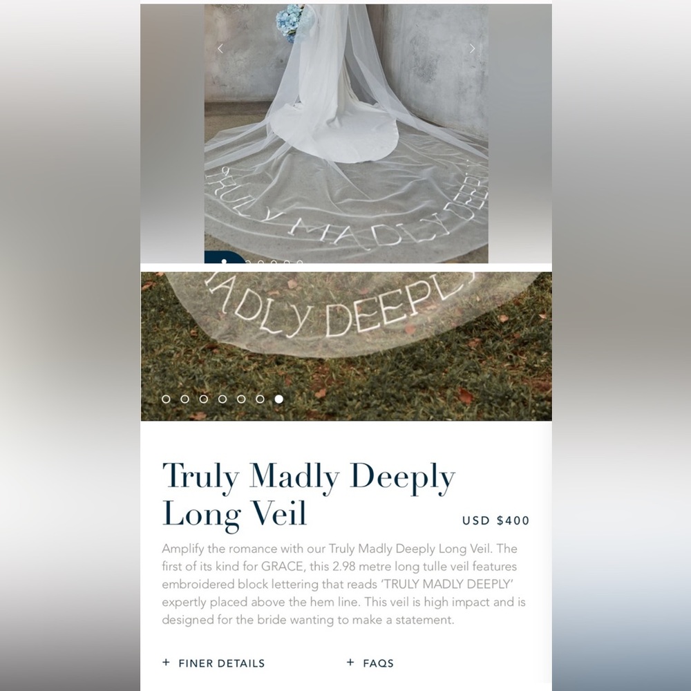 Grace Loves Lace Truly Madly Deeply Long Veil in White
